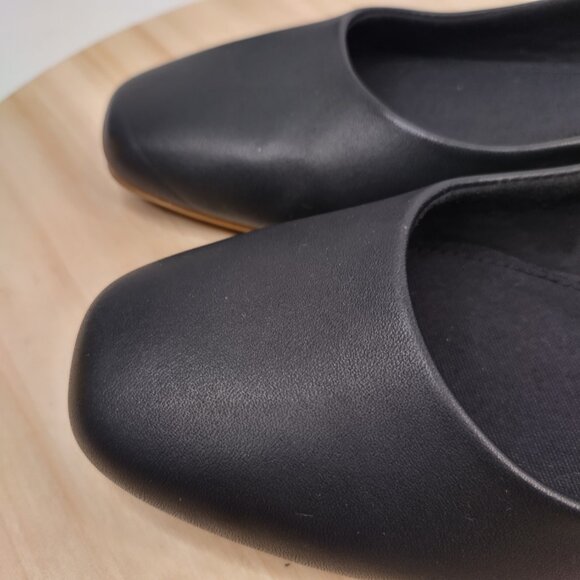 Tom's Brielle Black Leather Flats Shoes Women US 6 - Picture 6 of 14